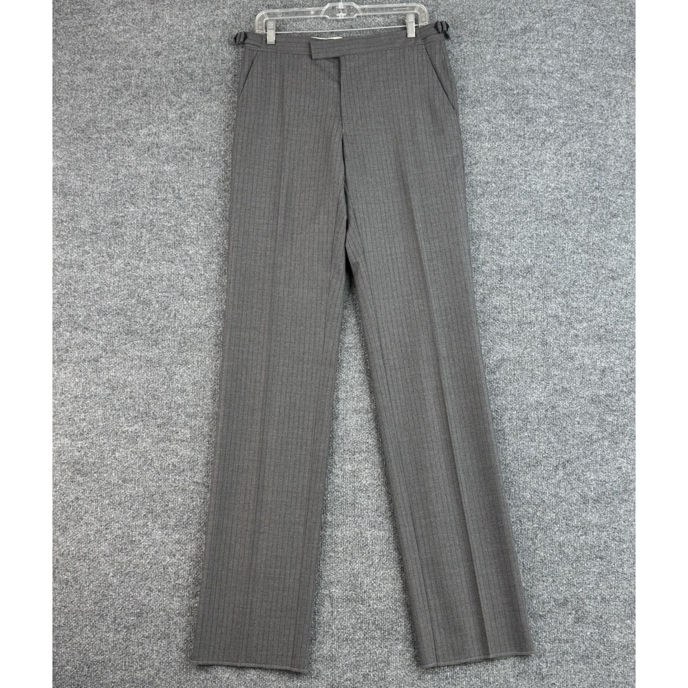 Bortex Reda Dress Pants Mens 32R Gray Pinstripe Super 160s Wool Unhemmed